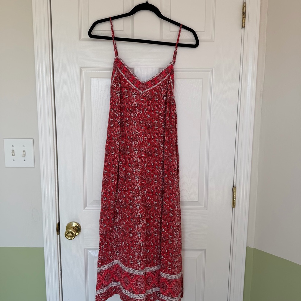 GAP Red Floral Spaghetti-Strap Maxi Dress